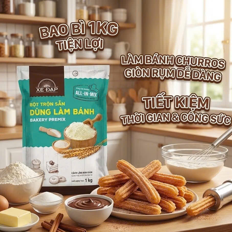 Bột trộn sẵn bánh Churros gói 1kg Xe đạp CJ