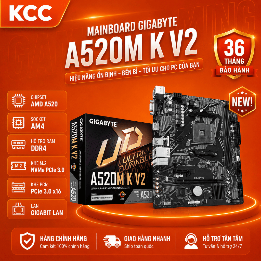 Mainboard Gigabyte A520M K V2 -  chính hãng 3 năm