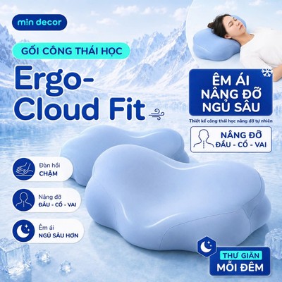 Gối Ngủ Sâu Memory Foam Ergo-Cloud Fit Mịn Decor, Gối Thông Minh Công Thái Học GIảm Đau Cổ Vai Gáy