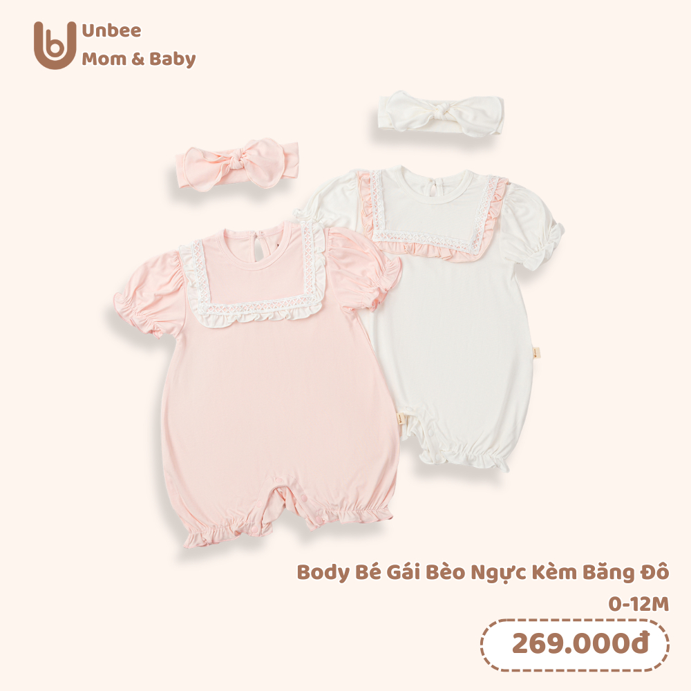 Bodysuit cộc tay bé gái Unbee kèm băng đô xinh xắn - Bodysuit cho bé gái