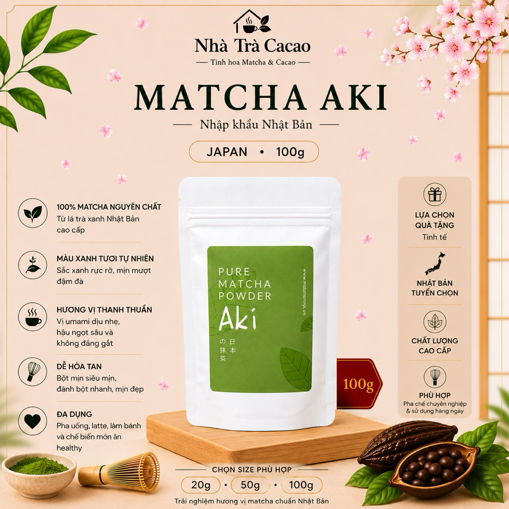 ( Hoả Tốc) Matcha Aki, Matcha Aki20g, Matcha Aki 50g, Matcha Aki 100g