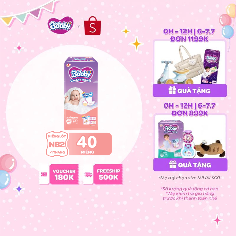 Miếng lót sơ sinh Bobby Newborn 2-40 miếng