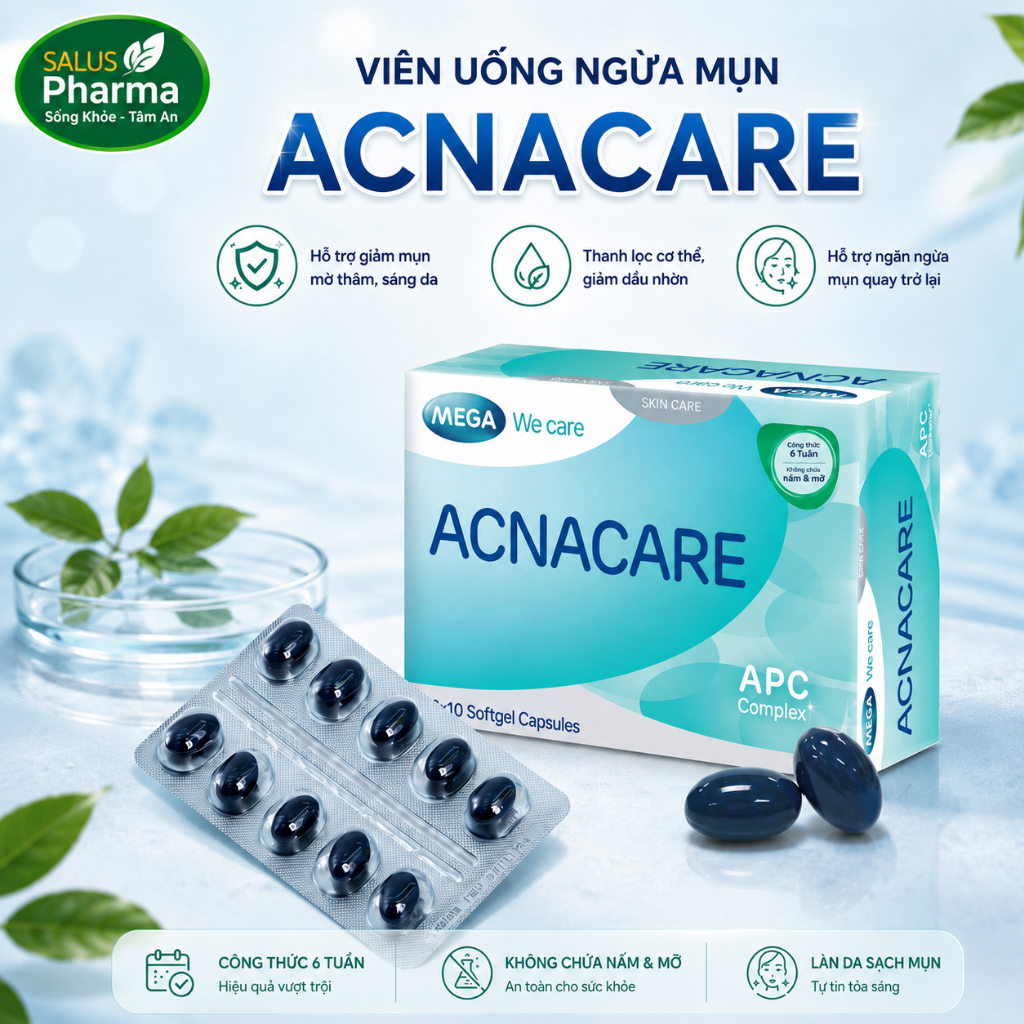[Chính Hãng] Viên Uống Giảm Mụn Acnacare Mega We Care - Kiểm Soát Nhờn, Giảm Thâm Mụn, Kháng Viêm (3