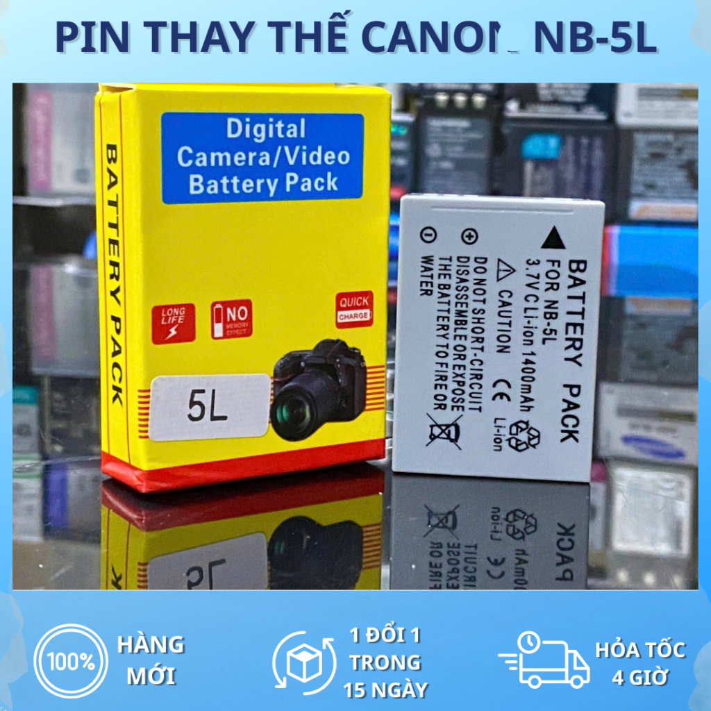 Pin Thay Thế Canon NB-5L Cho Dòng IXUS, 800 IS, 850 IS, IXUS 900 Ti, 950 IS IXUS 960 IS, 980 IS IXUS