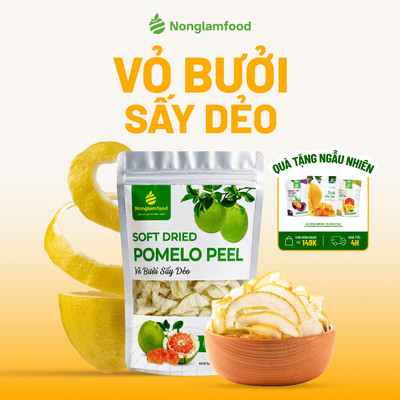 Vỏ Bưởi Sấy Dẻo NONGLAMFOOD Ít Ngọt Hàng Chuẩn Xuất Khẩu Loại 1 | Trái Cây Sấy Dẻo Túi 500g BDN500