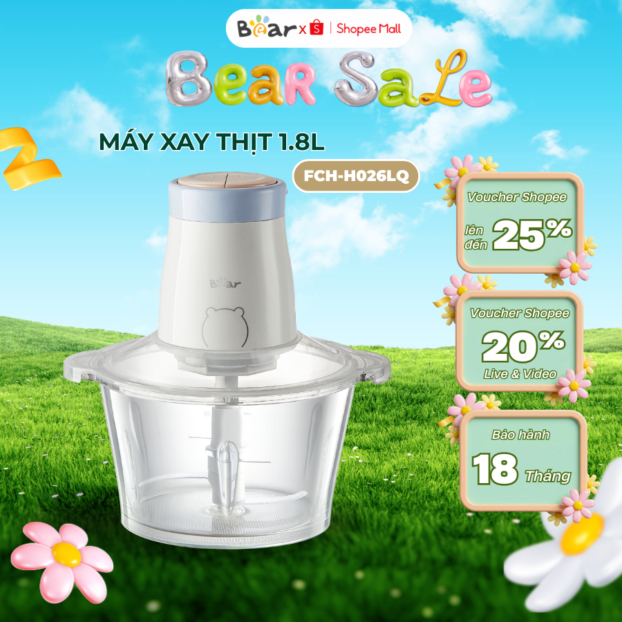 Máy Xay Thịt, Cá, Thực Phẩm, Tỏi Ớt Đa Năng 1.8L Bear FCH-H026LQ- Công Suất…