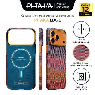 Ốp lưng iPhone 17 Pro Max - PITAKA Edge - Sunset2.0 California Dream Sợi Aramid Siêu Mỏng, Tích Hợp Magnetic,chính hãng