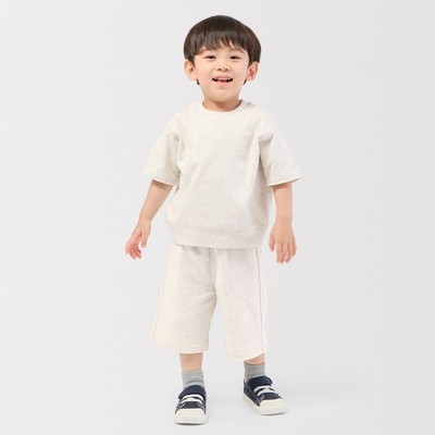 [26AW] MUJI Áo Nỉ Mỏng Cổ Tròn Tay Ngắn-Em Bé