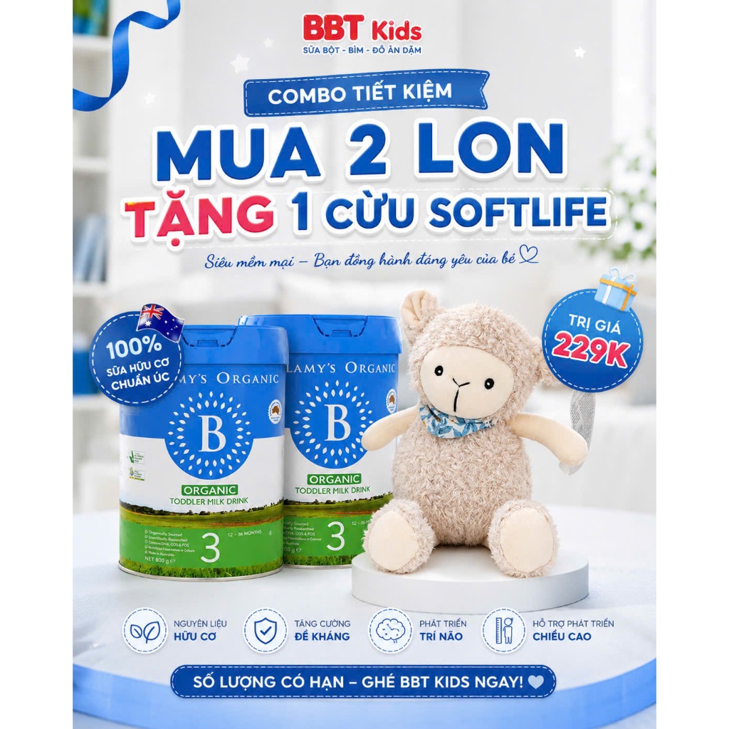 [COMBO 2 LON BELLAMY'S HMO] - Sữa hữu cơ Bellamy's Organic 8HMO Classic/KÈM QUÀ Y HÌNH