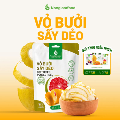 Vỏ Bưởi Sấy Dẻo NONGLAMFOOD Hàng Xuất Khẩu Loại 1 Ít Ngọt Trái Cây Sấy Tốt Cho Sức Khỏe Túi 25g