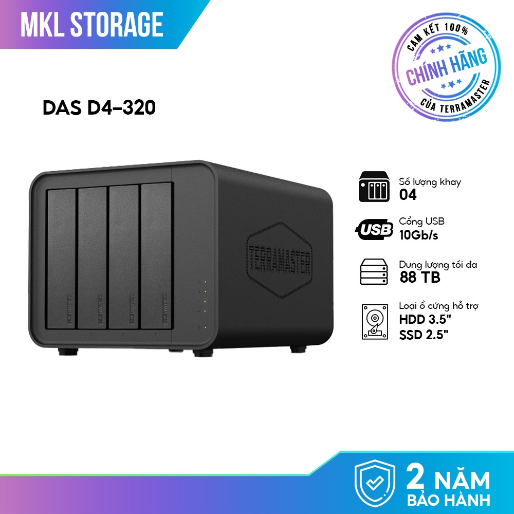 Thiết bị lưu trữ DAS TerraMaster D4-320 4-bay Hàng Chính Hãng - MKL Storage