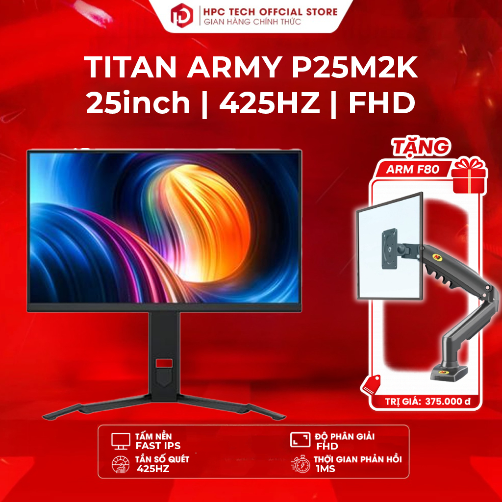 Màn hình LCD Titan Army P25M2K 24.5 inch | FHD | 425 Hz | FAST IPS | 1ms | Phẳng - Chính Hãng Bảo Hà