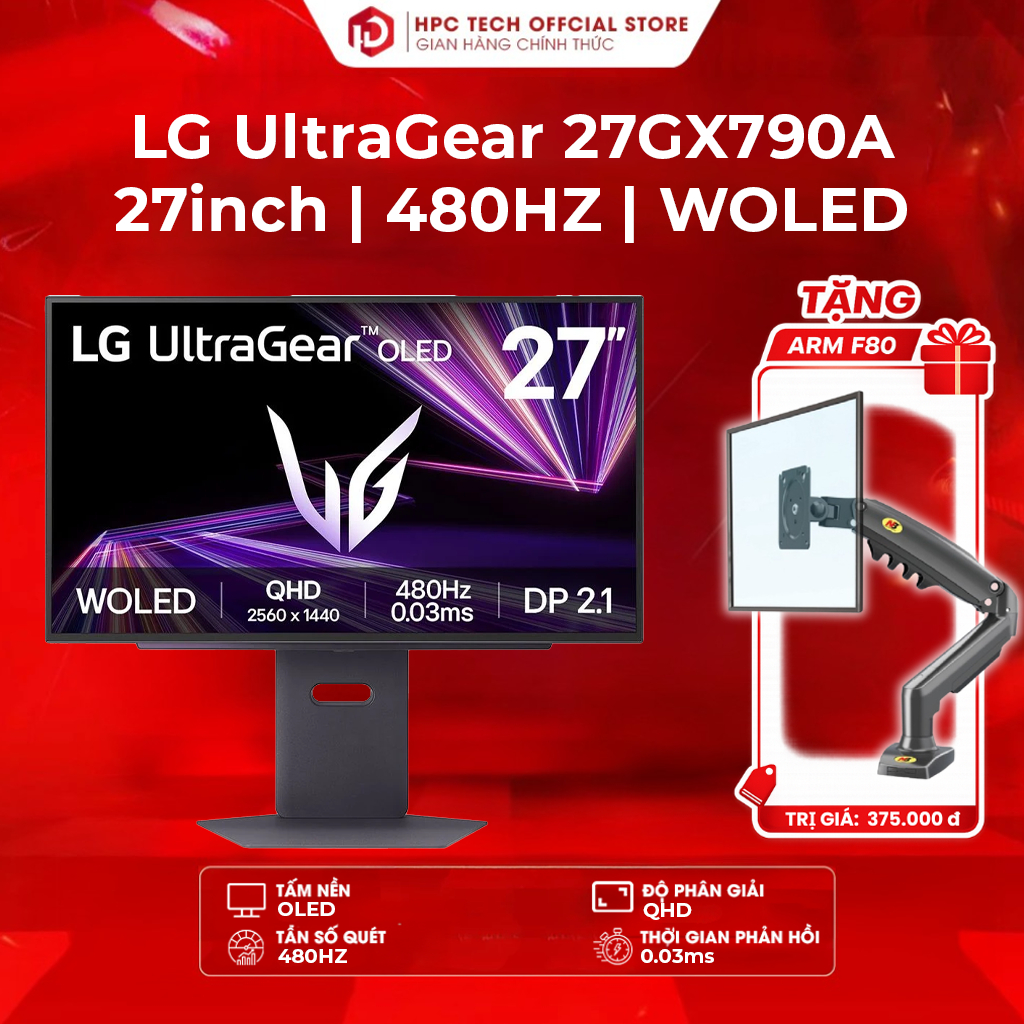 Màn hình LCD Gaming LG UltraGear 27GX790A-B 27 inch | 2K | OLED | 480HZ | 0.03MS - Hàng Chính Hãng