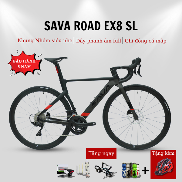 Xe Đạp Đua SAVA EX8 SL Aero Khung Nhôm Siêu Nhẹ Carbon Toray Road Racing Cao Cấp