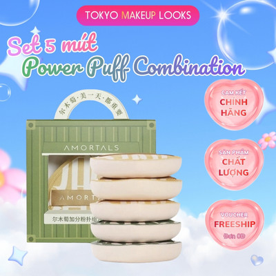 Bộ 5 Bông Mút Trang Điểm AMORTALS 100 Size XL Bông mút tán kem nền che khuyết điểm mềm mại đàn hồi cao