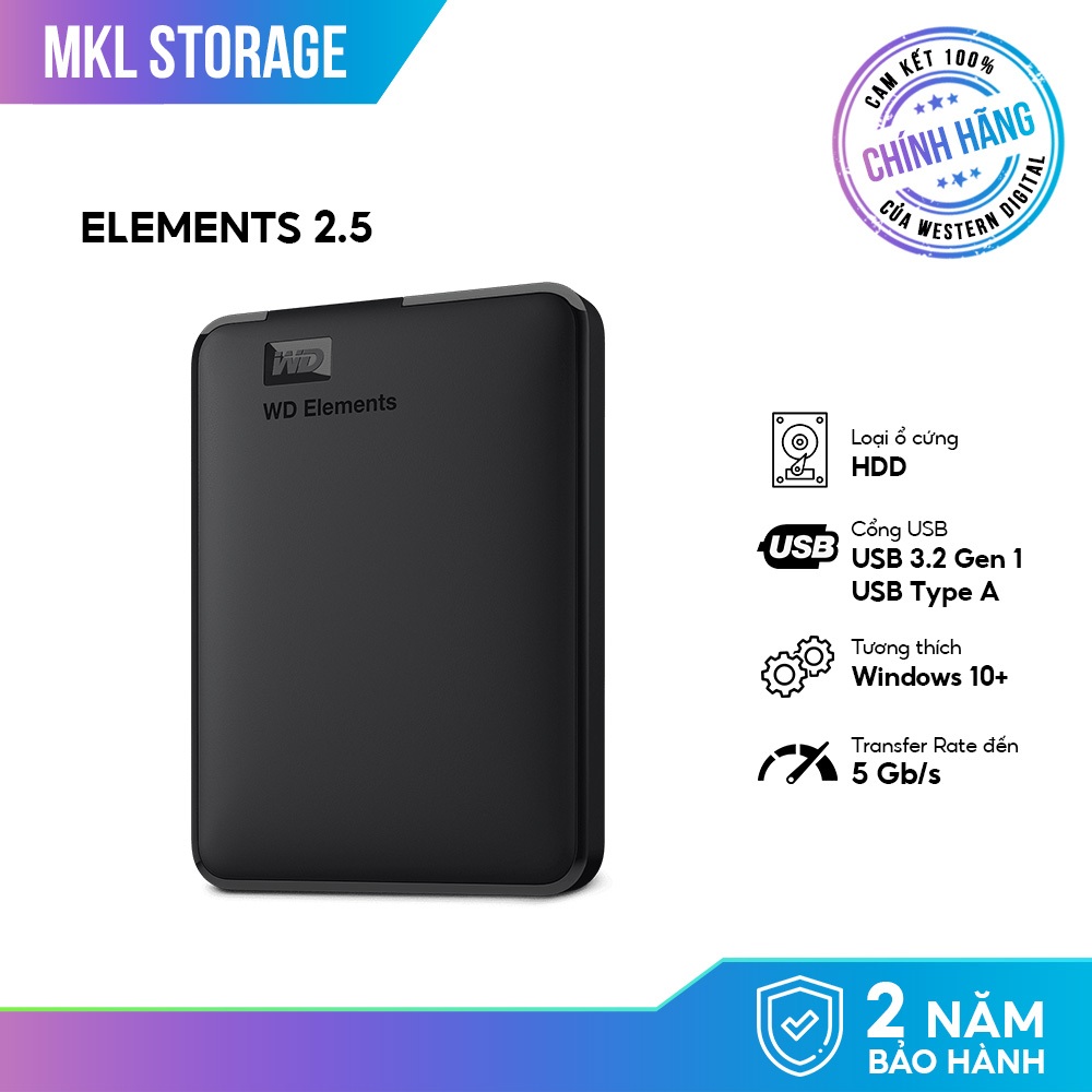 Ổ Cứng Di Động HDD Western Digital Elements Portable 2.5INCH USB 3.0 bảo hành 2 năm 1 đổi mới 1 Chín