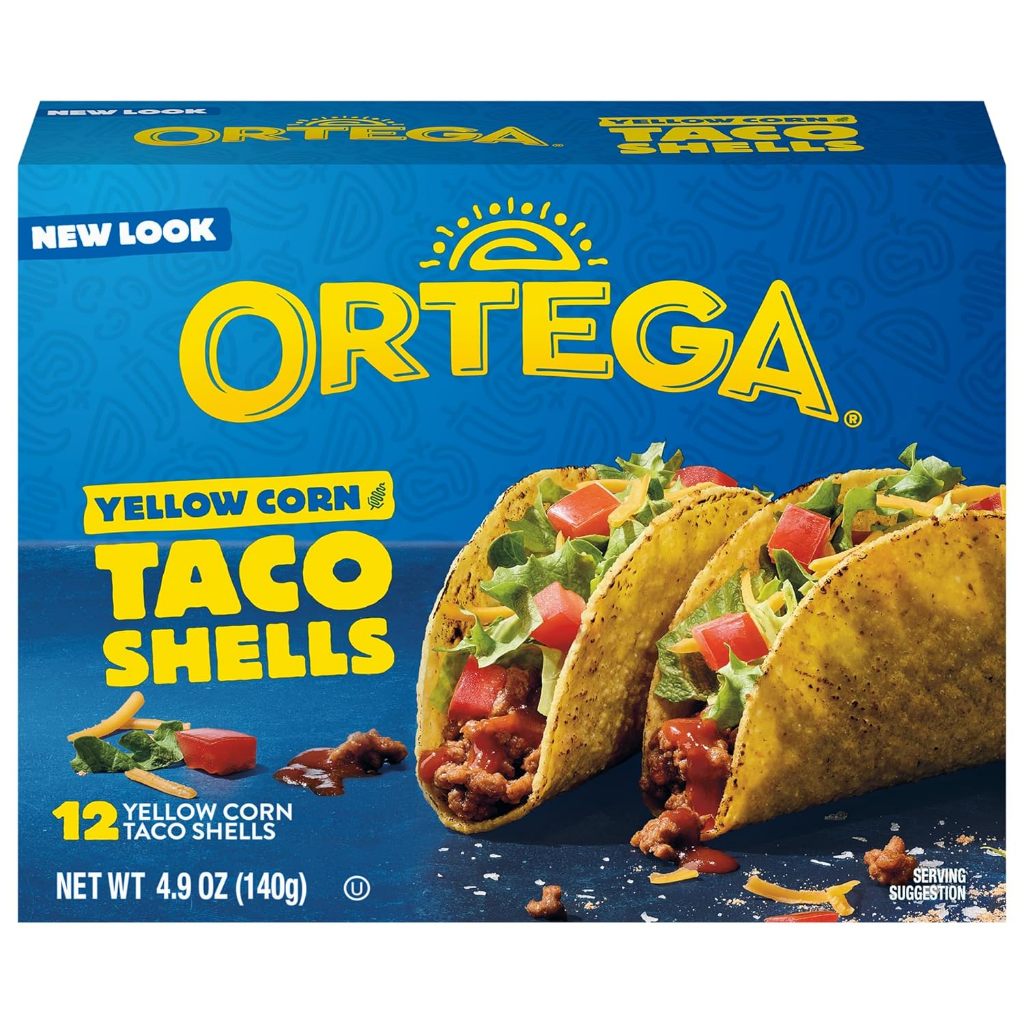 Vỏ bánh Taco Shell Ortega DATE:03.2027 Hộp 140g gồm 12 cái bánh cứng khô