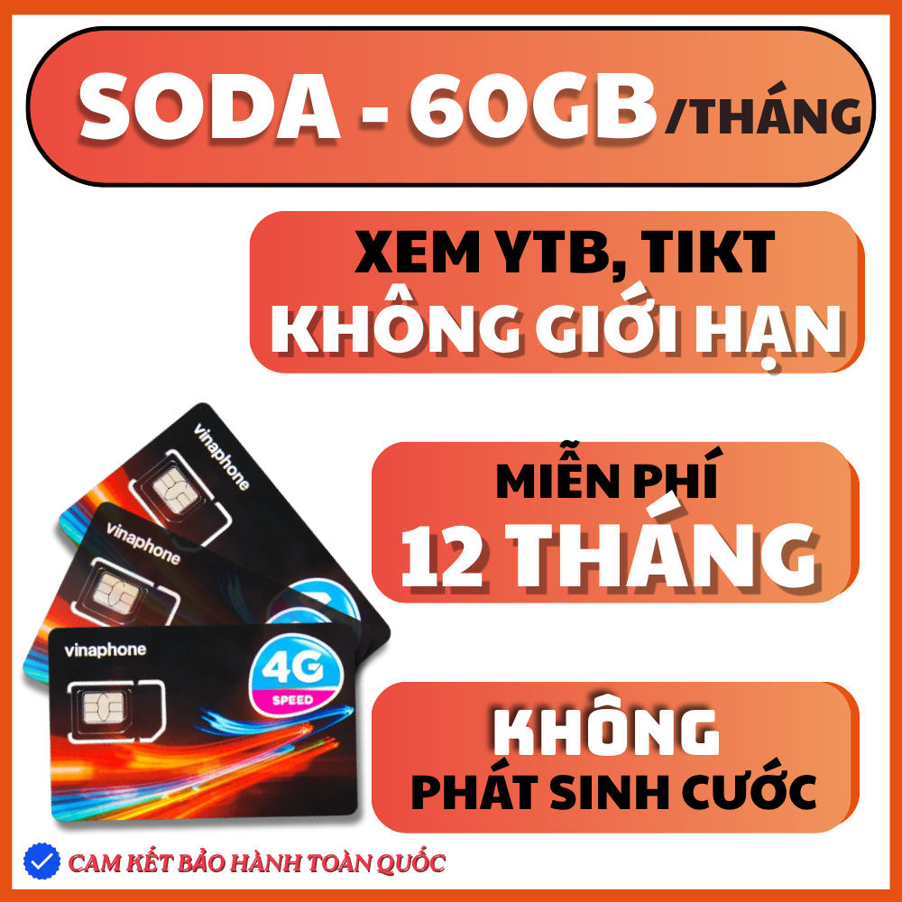FREE 1 TỶ GB | SIM DATA 5G VINAPHONE TẶNG 60GB TỐC ĐỘ CAO MỖI THÁNG KÈM 1 TỶ GB LƯỚT MXH THẢ GA N