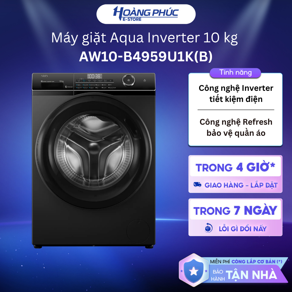 AW10-B4959U1K(B) - Máy giặt Aqua Inverter 10 kg AW10-B4959U1K(B) {Ship HCM 0Đ}