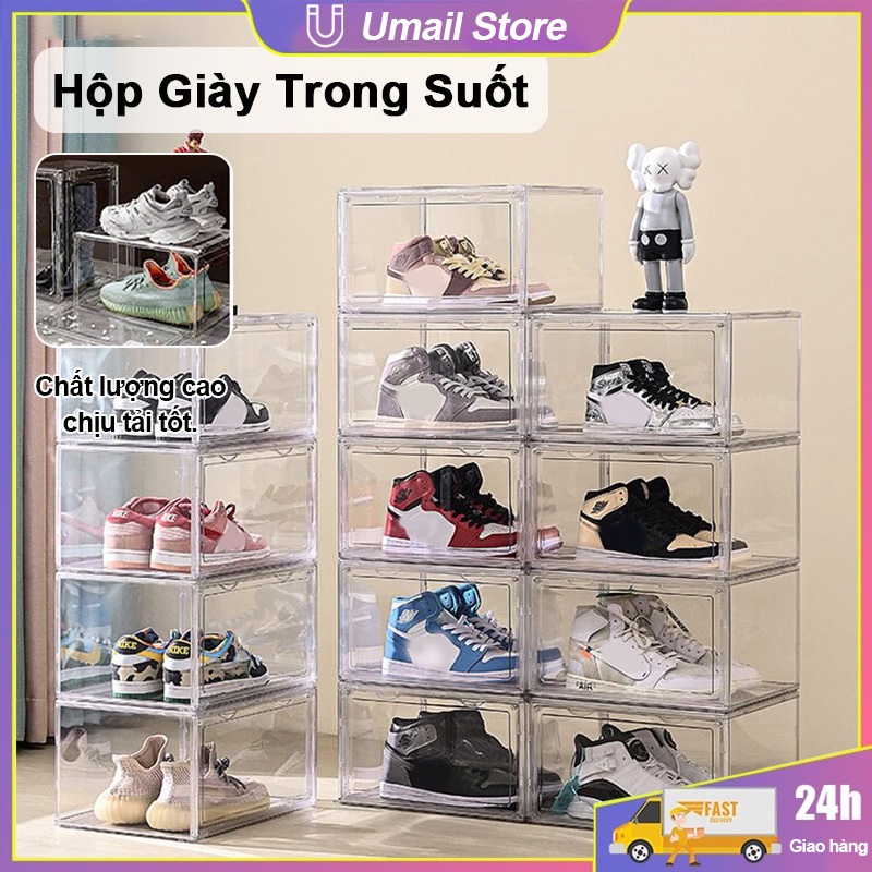 Tủ Hộp Trưng Bày Trong Suốt Kệ Để Giày Dép Trong Suốt Cho Giày Dép - Túi Xách Kín Đáo Chống Bụi