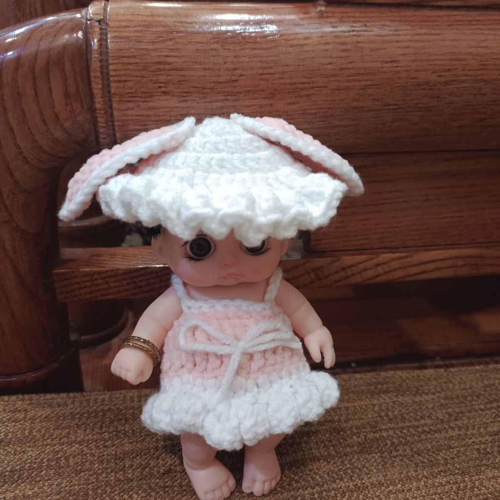 bộ đồ len thỏ hai dây doll 5in, 12cm ( bộ đồ kh bb)