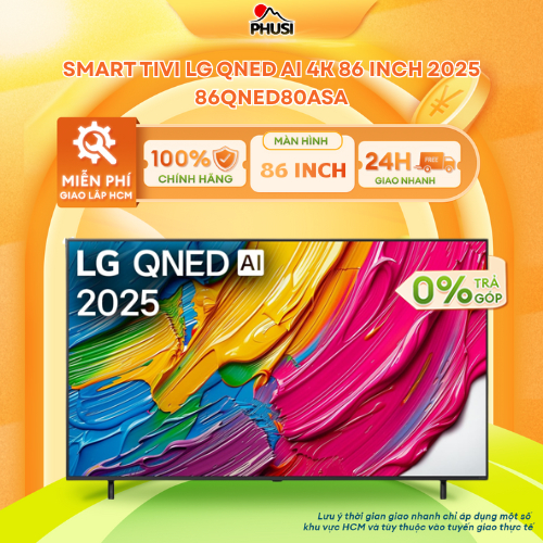 86QNED80ASA [GIAO HÀNG MIỄN PHÍ HCM] Smart Tivi LG QNED AI 4K 86 inch - CHÍNH HÃNG