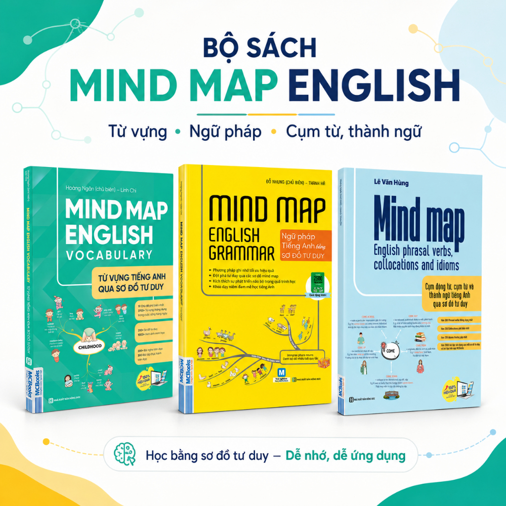Sách - Bộ 3 Cuốn MindMap English Học Tiếng Anh Cho Người Mới Bắt Đầu MCBooks - Combo/Lẻ Tùy Chọn
