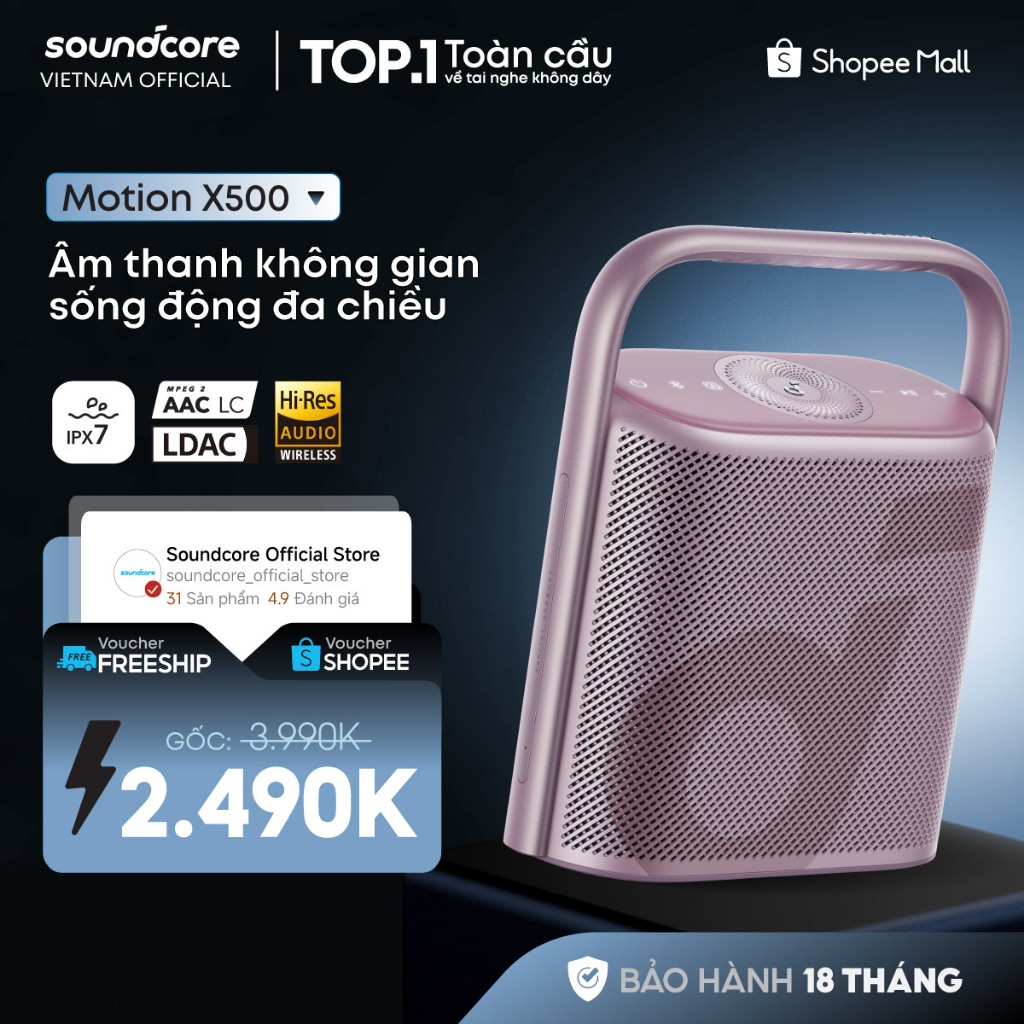 Loa bluetooth soundcore Motion X500 | Chống nước IPX7 | Công suất 40W