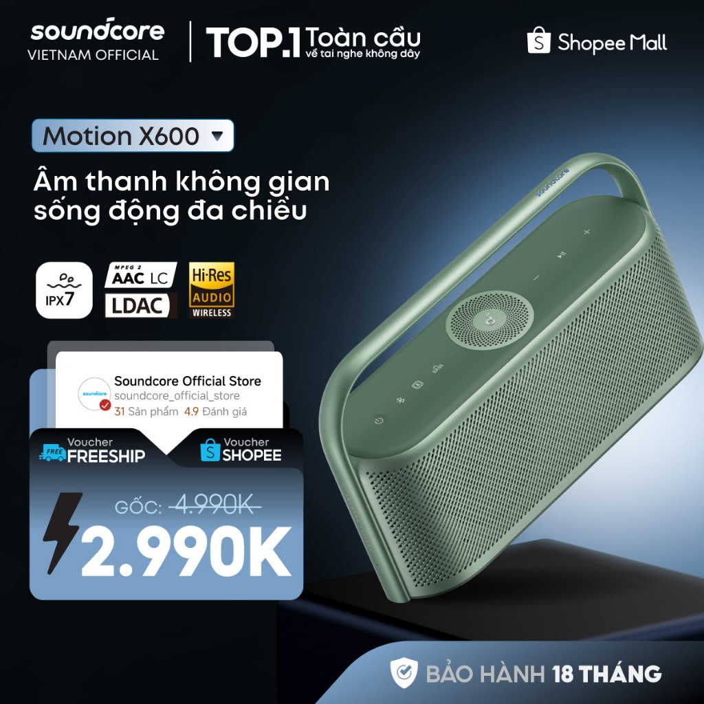 Loa bluetooth soundcore Motion X600 | Công suất 50W | Pin 12 giờ