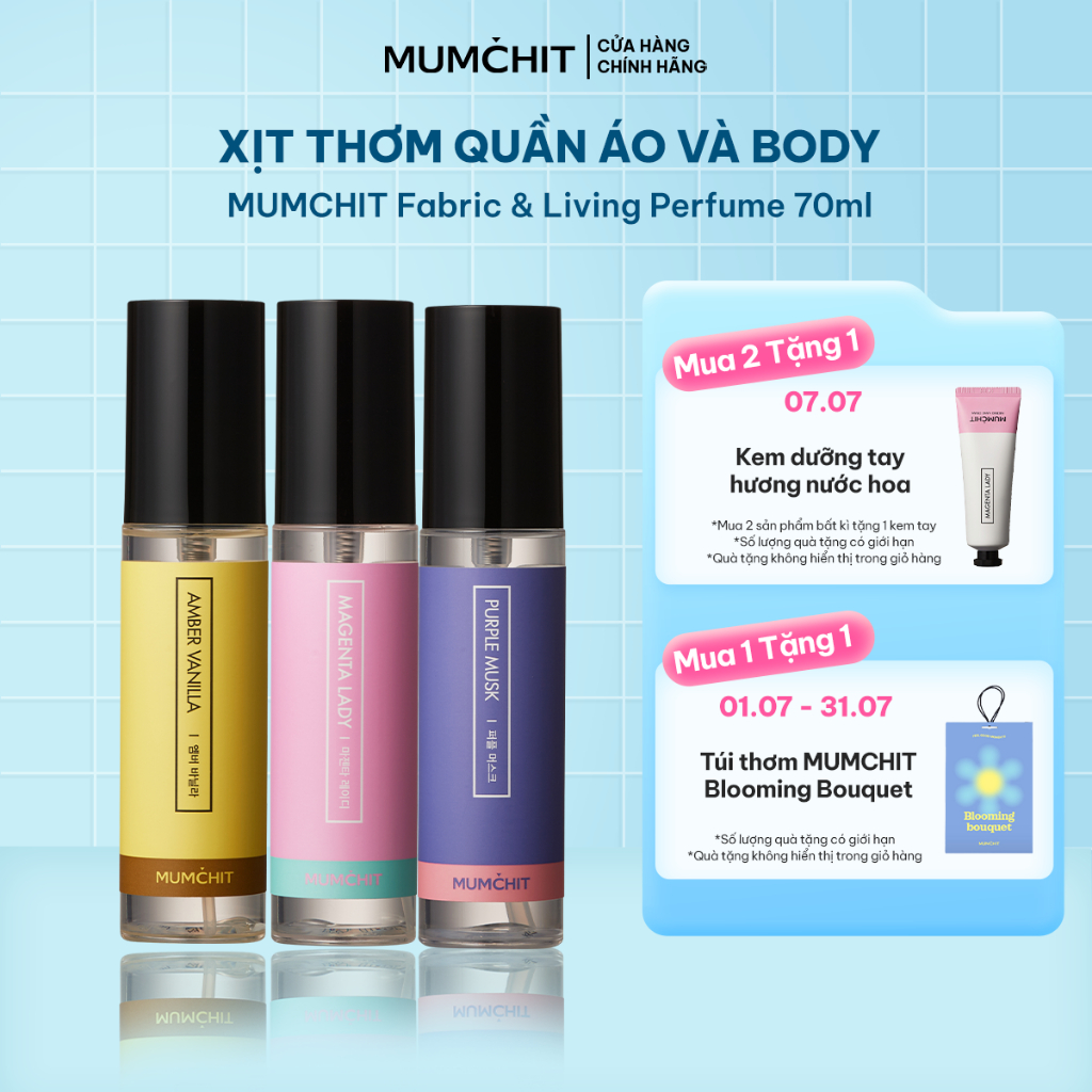 Xịt Thơm Vải & Body Mist MUMCHIT Fabric & Living Perfume đa dạng mùi hương, lưu hương lâu, khử mùi t