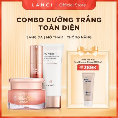 Bộ dưỡng trắng toàn diện LANCI (Siêu tinh chất 50ml + Kem dưỡng trắng 50ml + Sữa chống nắng 50ml)