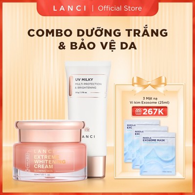 Bộ đôi dưỡng trắng và bảo vệ da LANCI (Kem dưỡng trắng 50ml + Sữa chống nắng 50g)