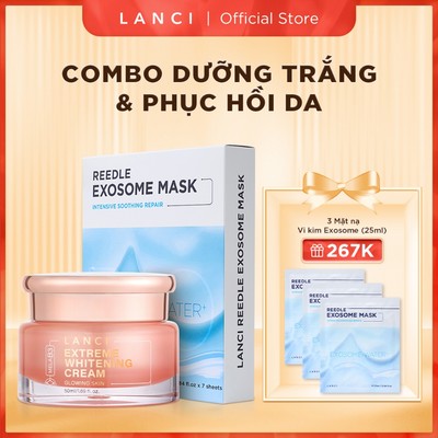 Bộ đôi phục hồi và dưỡng trắng (Kem Dưỡng Trắng 50ml + Mặt Nạ Vi Kim Exosome) da mềm ẩm, trắng mịn