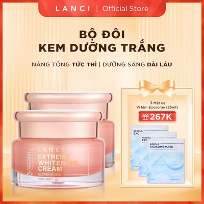 Bộ 2 Kem dưỡng trắng da LANCI nâng tông, da sáng đều màu Extreme Whitening Cream Glowing Skin 50mlx2