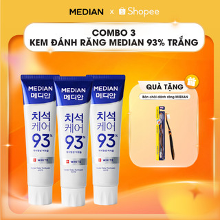 Combo 3 Tuýp Kem Đánh Răng Giúp Răng Trắng Sáng, Loại Bỏ Mảng Bám MEDIAN DENTAL IQ 93% Tartar White Toothpaste 120g