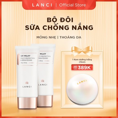 Bộ 2 Sữa Chống Nắng dưỡng ẩm, căng bóng da LANCI UV Milky 50ml x 2