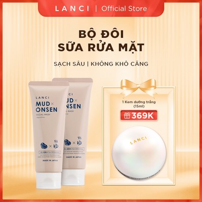 Bộ 2 Sữa Rửa Mặt Bùn Khoáng Onsen LANCI làm sạch sâu, không khô căng, dưỡng da mềm ẩm 100gx2