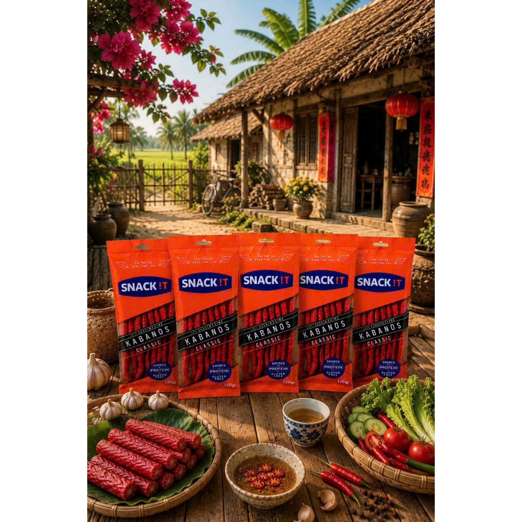 Combo 5 Gói Kabanos Classic Snack It 120g - Salami Que Hun Khói Ăn Liền Không Gluten Chính Hãng Ba L