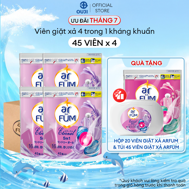 [MUA 1 TẶNG 4] Thùng 4 Túi Viên giặt Quần áo arFUM 5 trong 1 MỚI với tinh dầu nước hoa, khử khuẩn 99