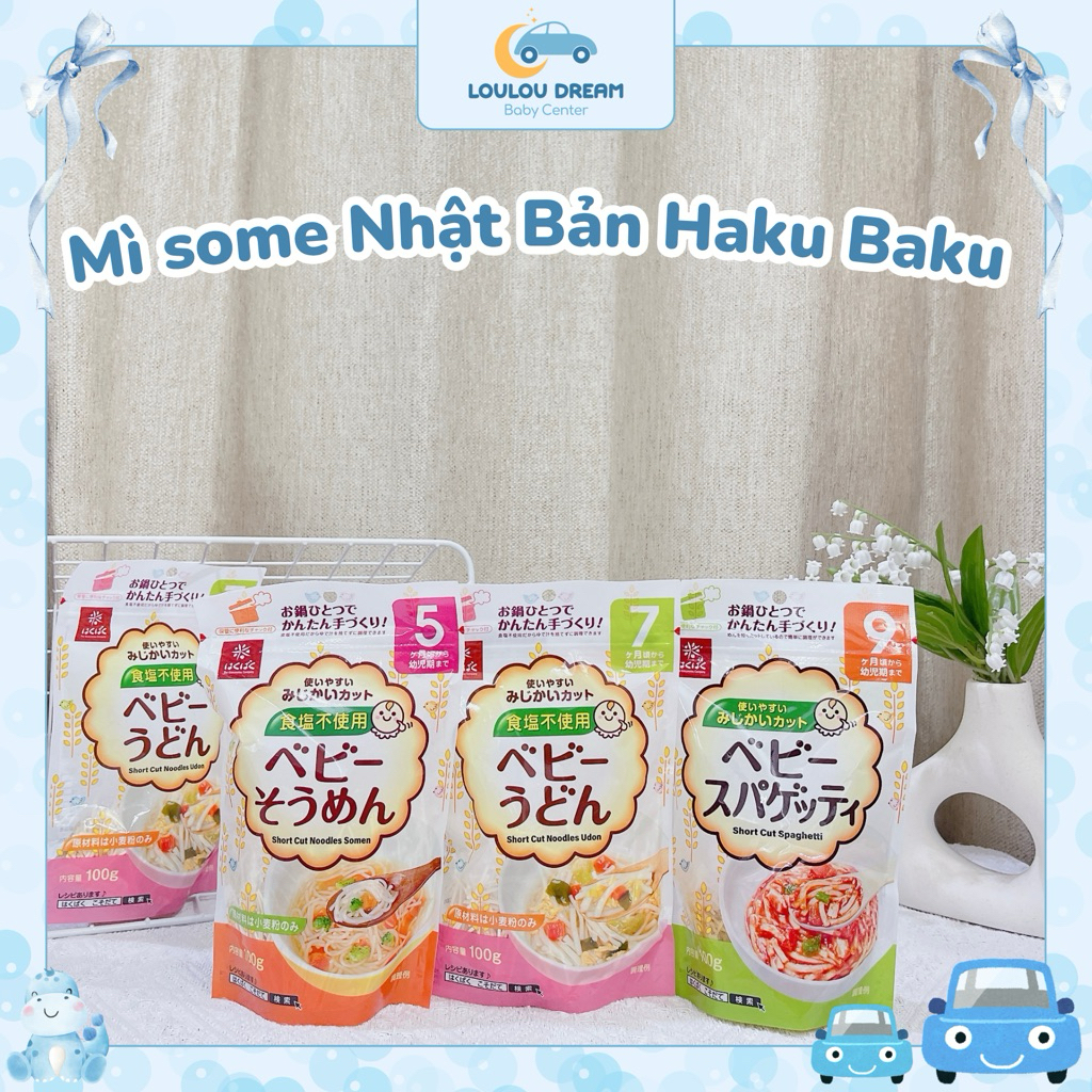 Mì Hakubaku - mì udon / mì spaghetti / mì somen / mì nui xoắn rau củ cho bé ăn dặm