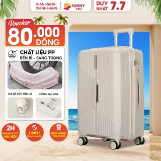 Vali kéo du lịch thời trang sunny choco tích hợp nhiều tính năng, xách tay/ kí gửi size 20/24/28