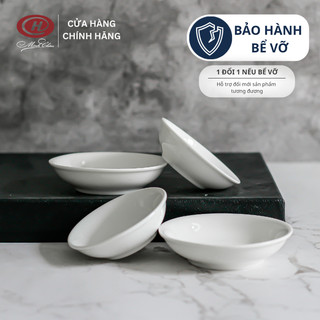 Đĩa chấm sứ Minh Châu HC trắng trơn
