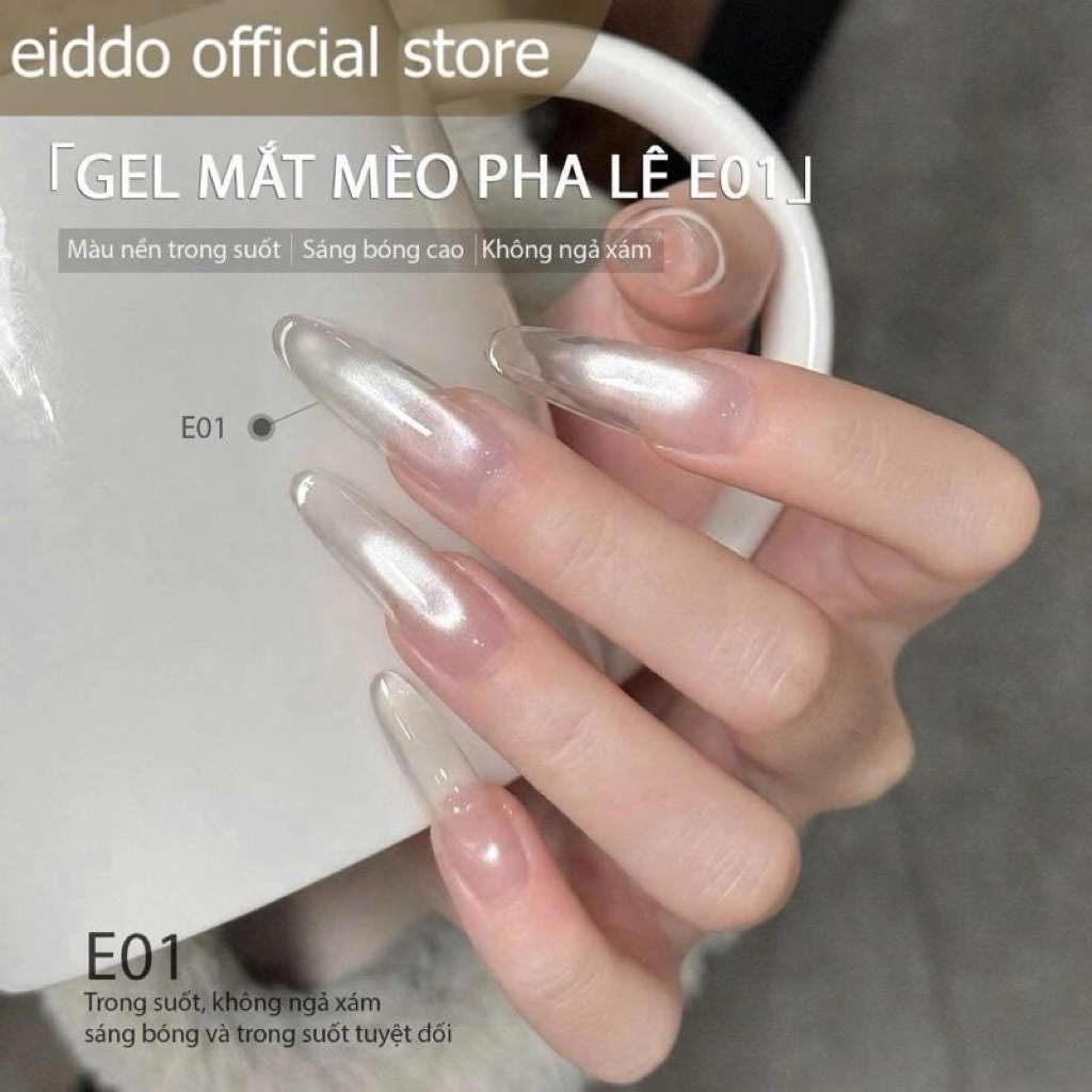 { Eiddo Nails } Mắt Mèo Pha Lê eiddo 15ml - Mắt mèo cực quang nền trong suốt KHÔNG bị xám - Mắt mèo 