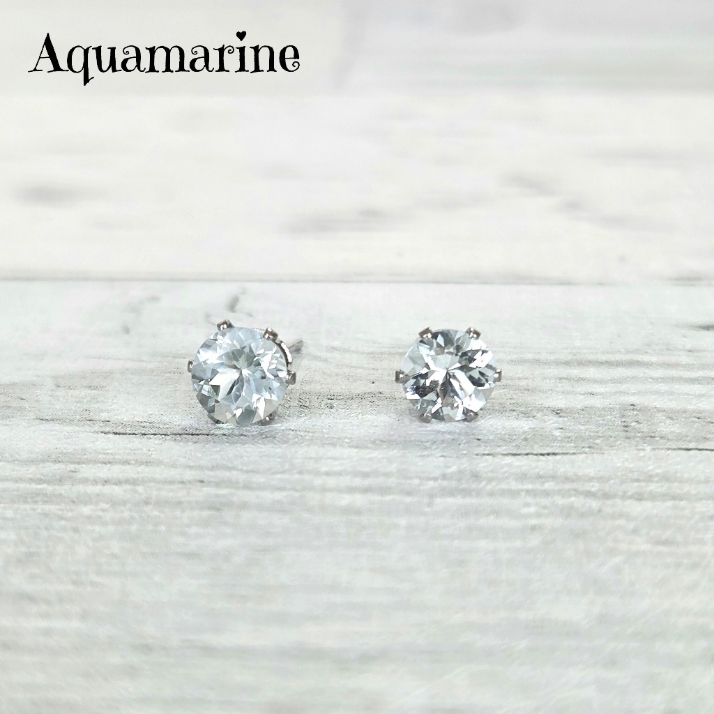 Gemstone Earrings - Aquamarine - Direct from Japan