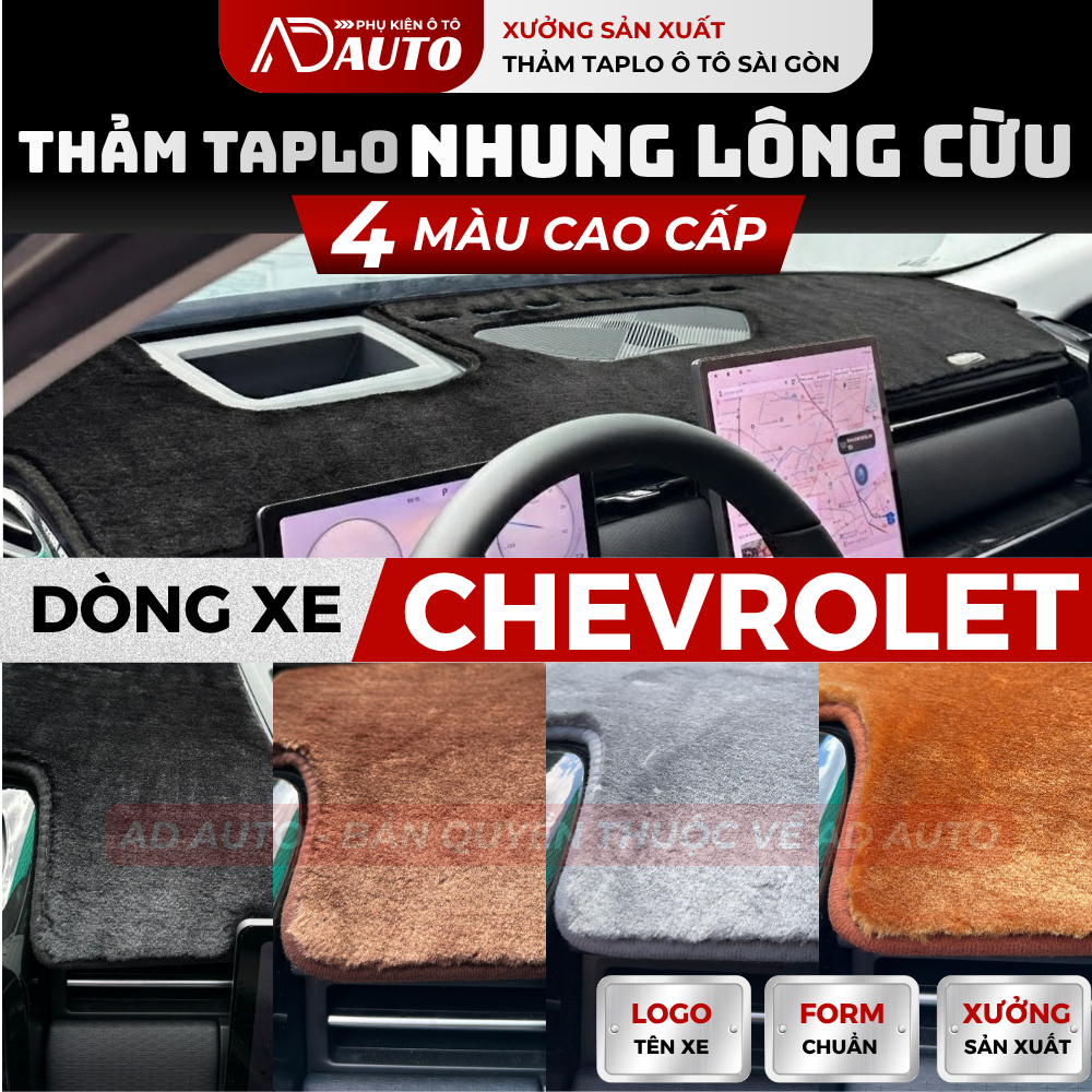 Thảm Taplo Nhung Lông Cừu CHEVROLET CAPTIVA, CRUZE, ORLANDO, SPARK, COLORADO, TRAILBLAZER, TRAX, Chu