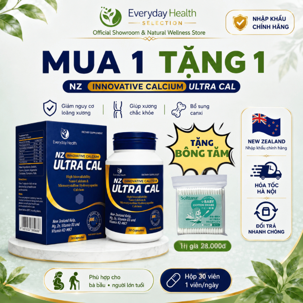 Viên Uống Canxi Nano Hữu Cơ Everyday Health NANO NZ-ULTRA CAL – Dễ Hấp Thu Cho Bà Bầu và người thiếu