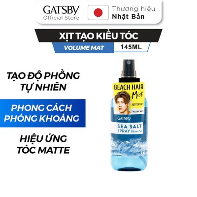 Xịt tạo kiểu làm phồng tóc GATSBY Sea Salt Spray Volume Mat 145ml
