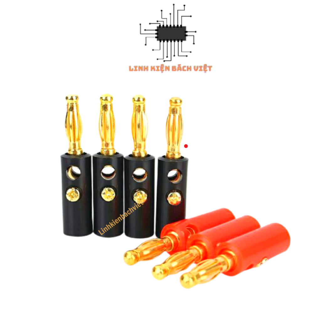Combo 5 cặp jack bắp chuối đực 4mm mạ đồng vàng - Jack bắp chuối 4mm cho nguồn DC, đồng hồ do,.. - L