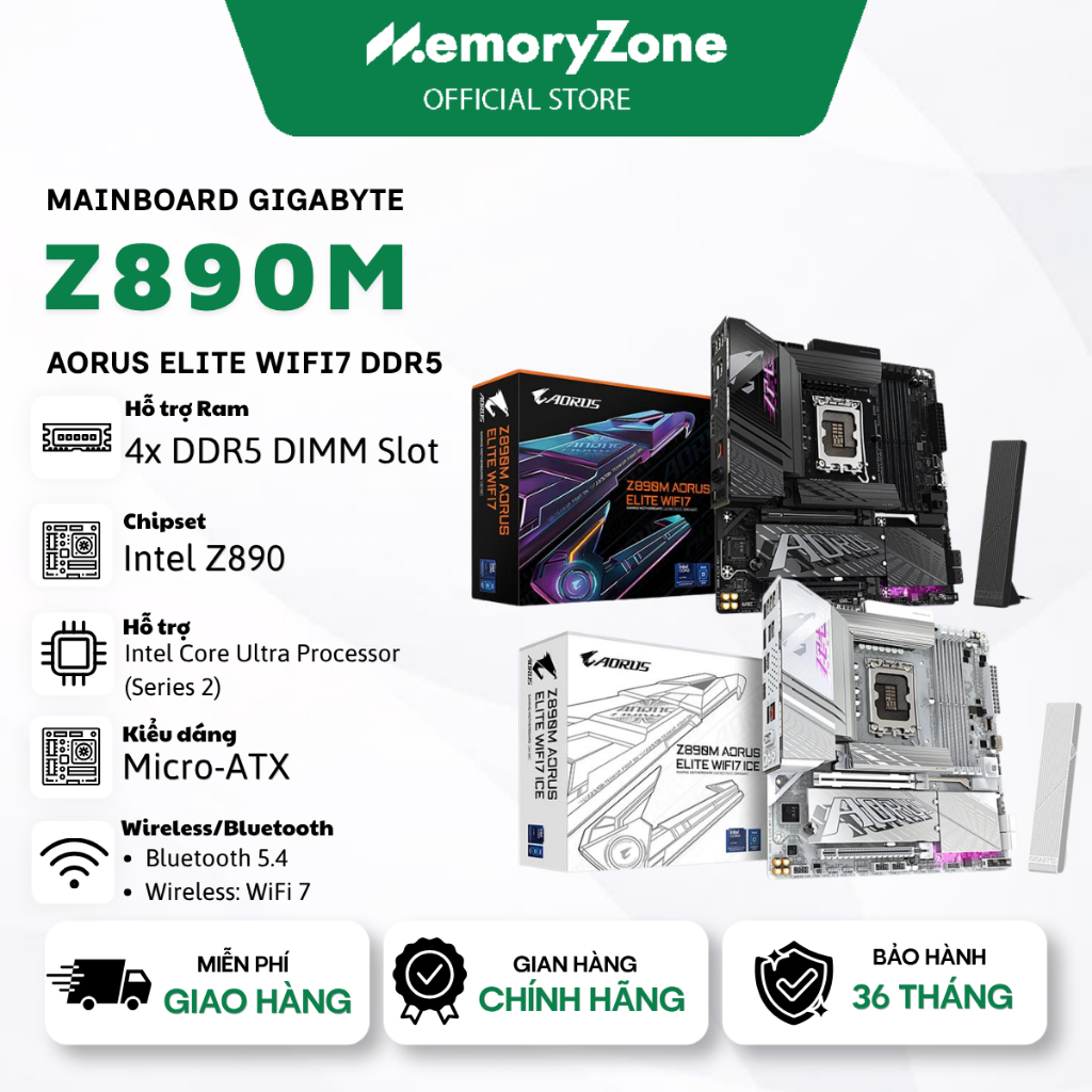 Mainboard Gigabyte Z890M AORUS ELITE WIFI7 DDR5 - Bảo hành 36 tháng chính hãng