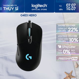 Chuột gaming có dây rgb logitech g403 hero - cảm biến 25k, công thái học, nhẹ 87g
